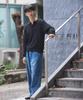 SENTAIR Damaged Cable Henley Neck Knit_Black