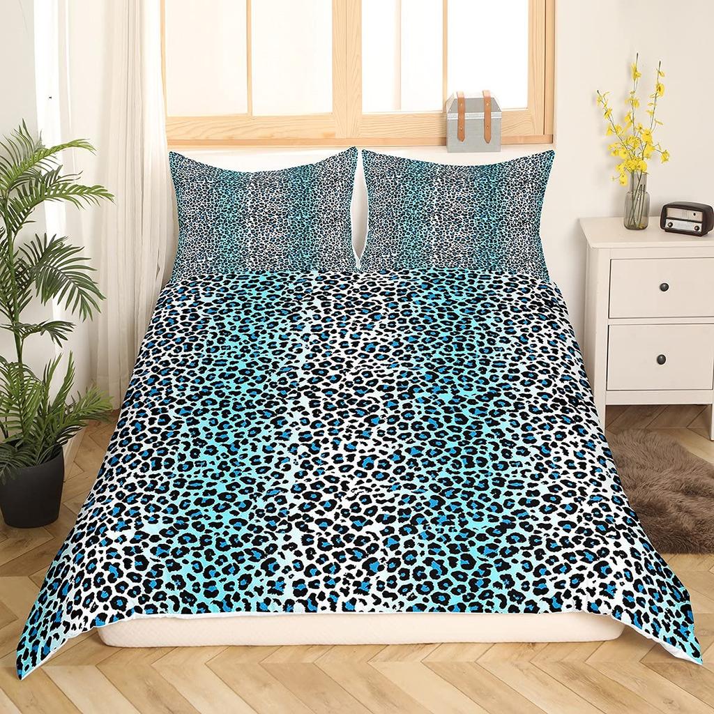 Розовый леопардовый пододеяльник King Queen, девчачий комплект постельного белья с блестками, узор «шкурка гепарда», пододеяльник из 2/3 предметов из полиэстера