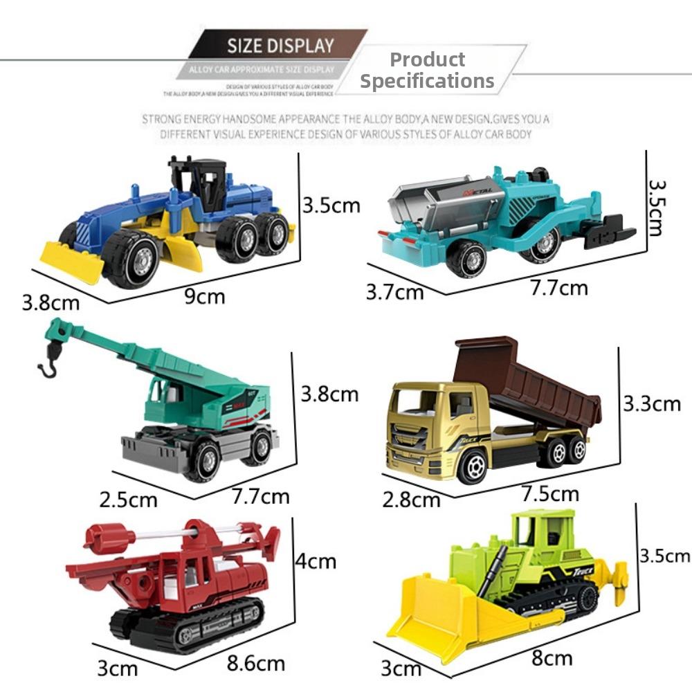 4/6pcs Mini Alloy Engineering Truck Loader 1:64 Simulation Metal Car Model Toy  Sliding Boy Gift