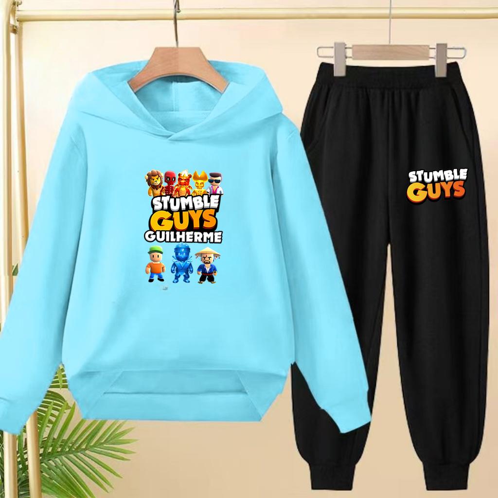 Children's Hoodie Pullover 3-12Yrs Anime GUYS Print Charming Coat Sweatshirt+Pants Boys Girls Toddler Trendy Clothes Leisure Set