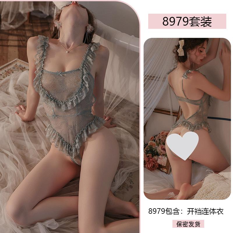 Sexy Lace Seduction Onesie Women's Pure Desire To Open the Crotch Sex Perspective Uniform Suit Pajamas