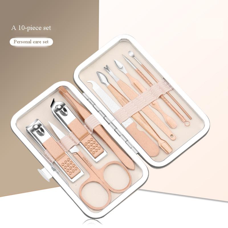 Набор кусачек для ногтей из нержавеющей стали, портативные инструменты для подстригания ногтей и маникюра цвета розового золота, полный набор кусачек для удаления ороговевшей кожи