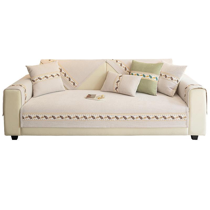 Fashionable And Simple Chenille Sofa Cushion Non-slip Solid Color Light Luxury Embroidered Cushion Sofa Cover Cloth Sofa Cover