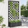 VidaXL Planter with Trellis, Raised Bed, Flower Box, Plant Pot, Flower Box Garden Patio Terrace, Black Wood 365481