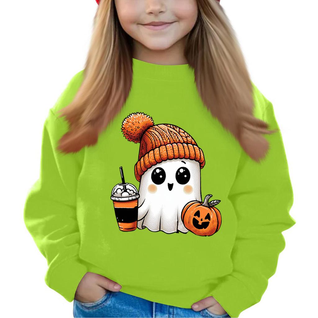 Halloween Day Girls Round Neck Pullovers For Kids Printed Baby Tops