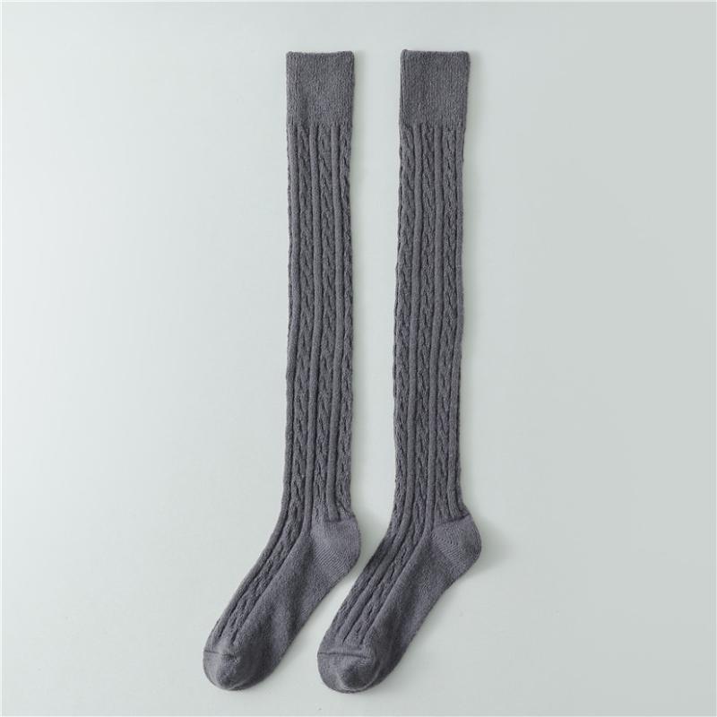 Осенне-зимние утолщенные чулки выше колена женские японские однотонные высокие носки в студенческом стиле