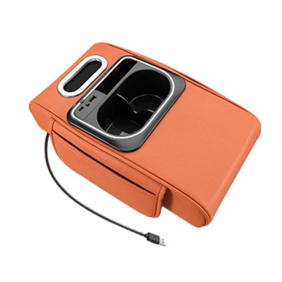 5-в-1 Органайзер на подлокотник автомобиля с держателем для стаканчика с салфетками, USB-портом для зарядки, подсветкой салона, усиливающая накладка для хранения в салоне для большинства автомобилей, портативный для автомобиля