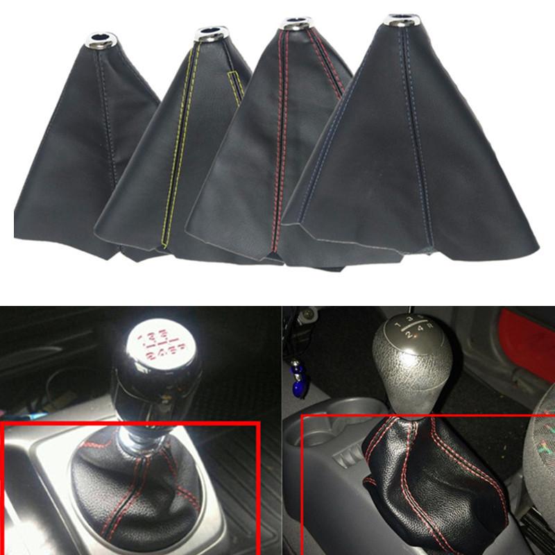 15mm Universal PU Leather Shifter AT MT Car Shift Knob Shifter Gear Knob Gaiter Boot Cover For Ford Galaxy Mondeo 3 4 S-max C-max VW Renault