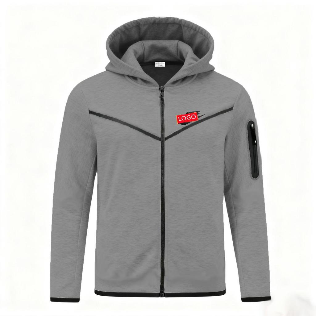 Мужская толстовка для легкой атлетики Весна-Осень с полосой на груди и молнией