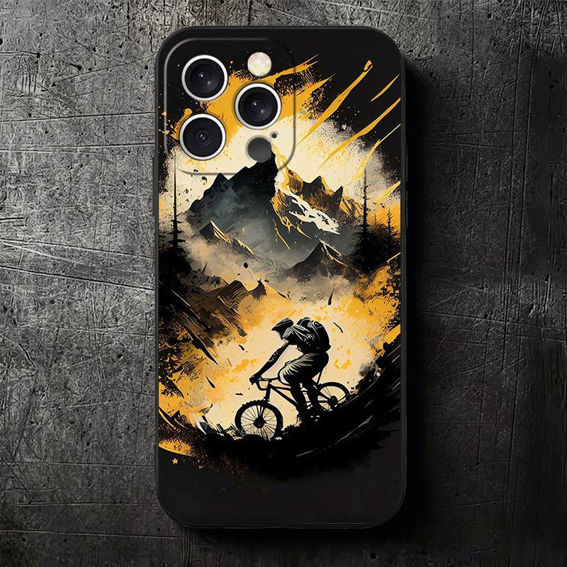 Мягкий чехол для телефона с изображением горного велосипеда для iPhone 16 16E 17 Air 15 Pro Max 14 Plus 13 Mini 11 12 7 Черный чехол Задняя крышка