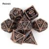 7 Pcs Copper Dragon Metal Dice Solid Metal Polyhedral Dice Set Suitable for Role-Playing RPG  Board Game Card Game