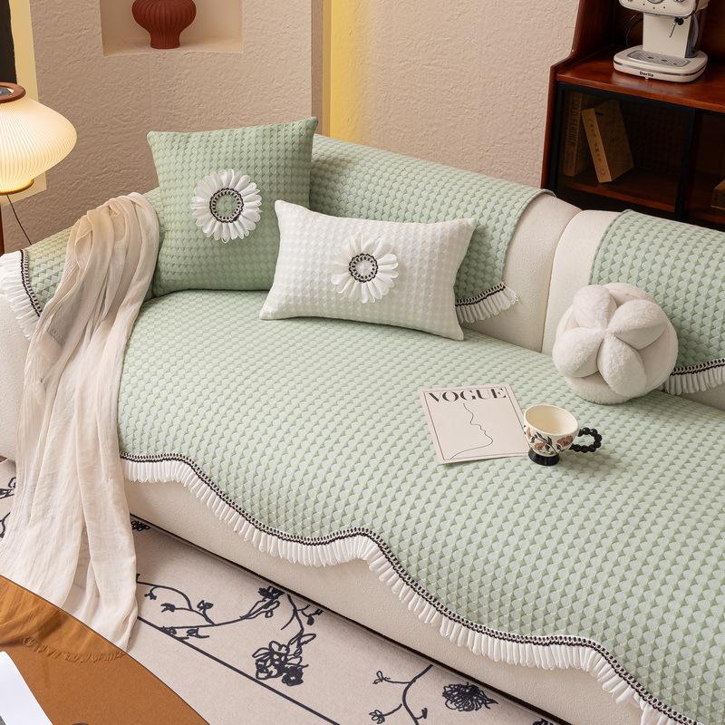 Summer Sofa Cushion New Special-Shaped Cool Bean Ice Silk Sofa Seat Cushion Summer Cool Non-Slip Sofa Cover