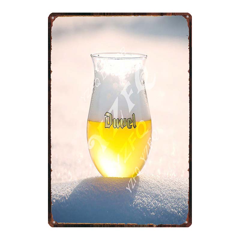 YZFQБельгийское пиво Duvel Жестяные металлические знаки Табличка Винтажный Музыкальный Бар Ресторан Дом Мужская берлога Декор Настенные наклейки DU-7713B