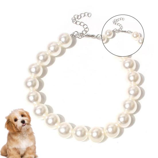 Ошейник для домашних животных, модные украшения для домашних животных, ожерелье с воротником из белого щенка из искусственного жемчуга для свадьбы