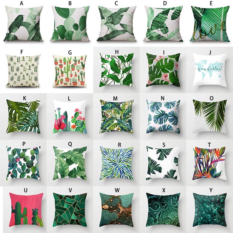 Роскошная хлопково-льняная наволочка с зелеными листьями для декора дивана и автомобиля