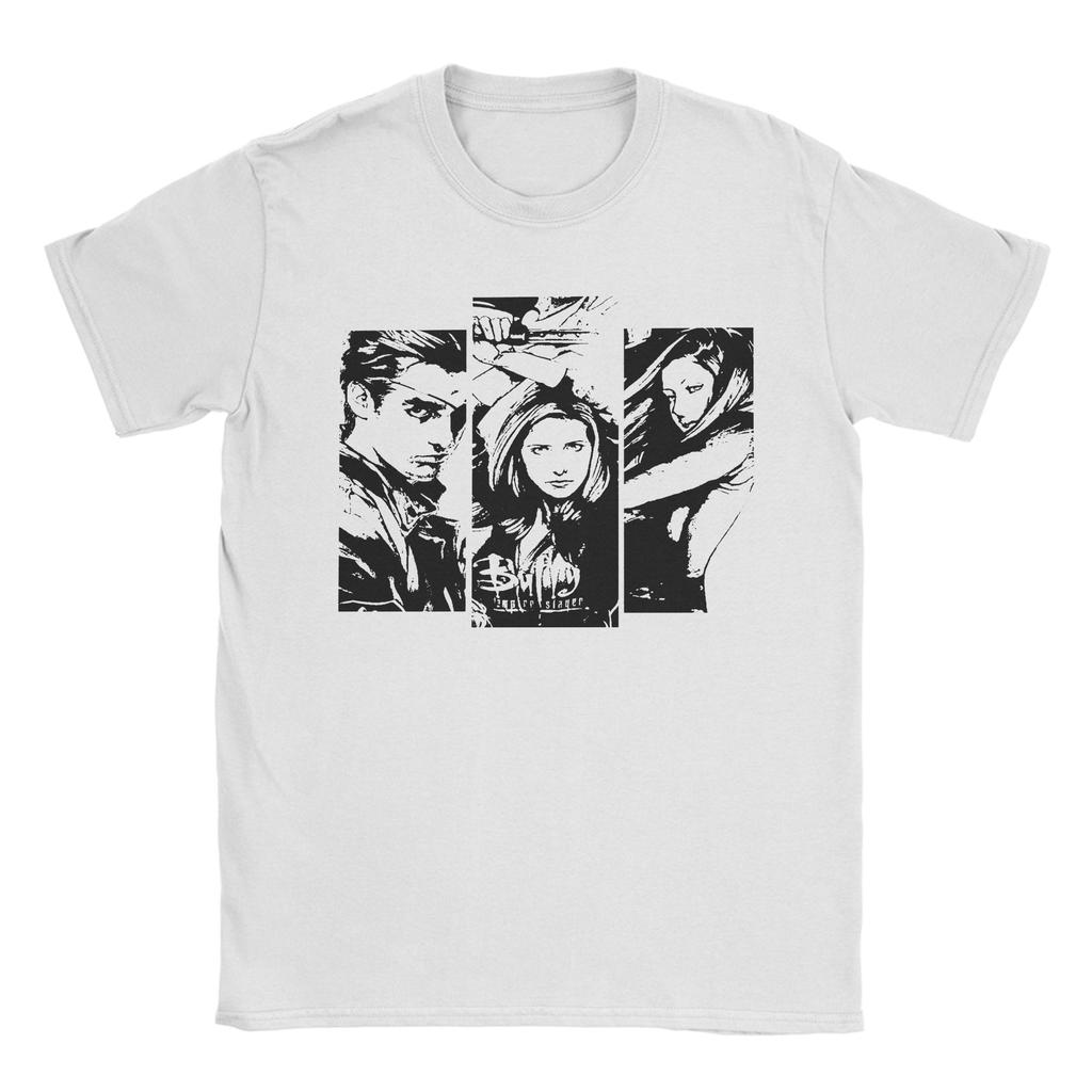 Buffy the Vampire Slayer Collage  T Shirts Men Women's Cotton Novelty T-Shirt Round Neck  Tees Short Sleeve Clothing Plus Size
