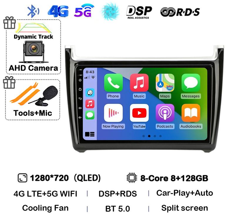 Android 14 Carplay Auto 2din Car Radio For Volkswagen VW Polo 2008-2020 Multimedia Video Player GPS Head Unit Stereo 360 Camera