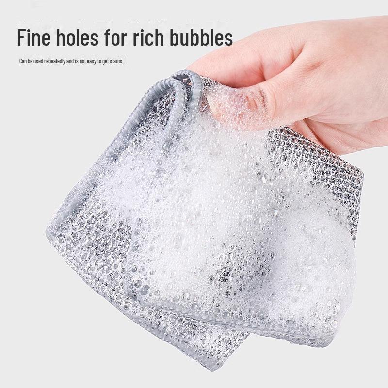 Двустороннее кухонное полотенце из стальной проволоки впитывает воду без добавления масла, идеально подходит для мытья посуды и очистки от жира.