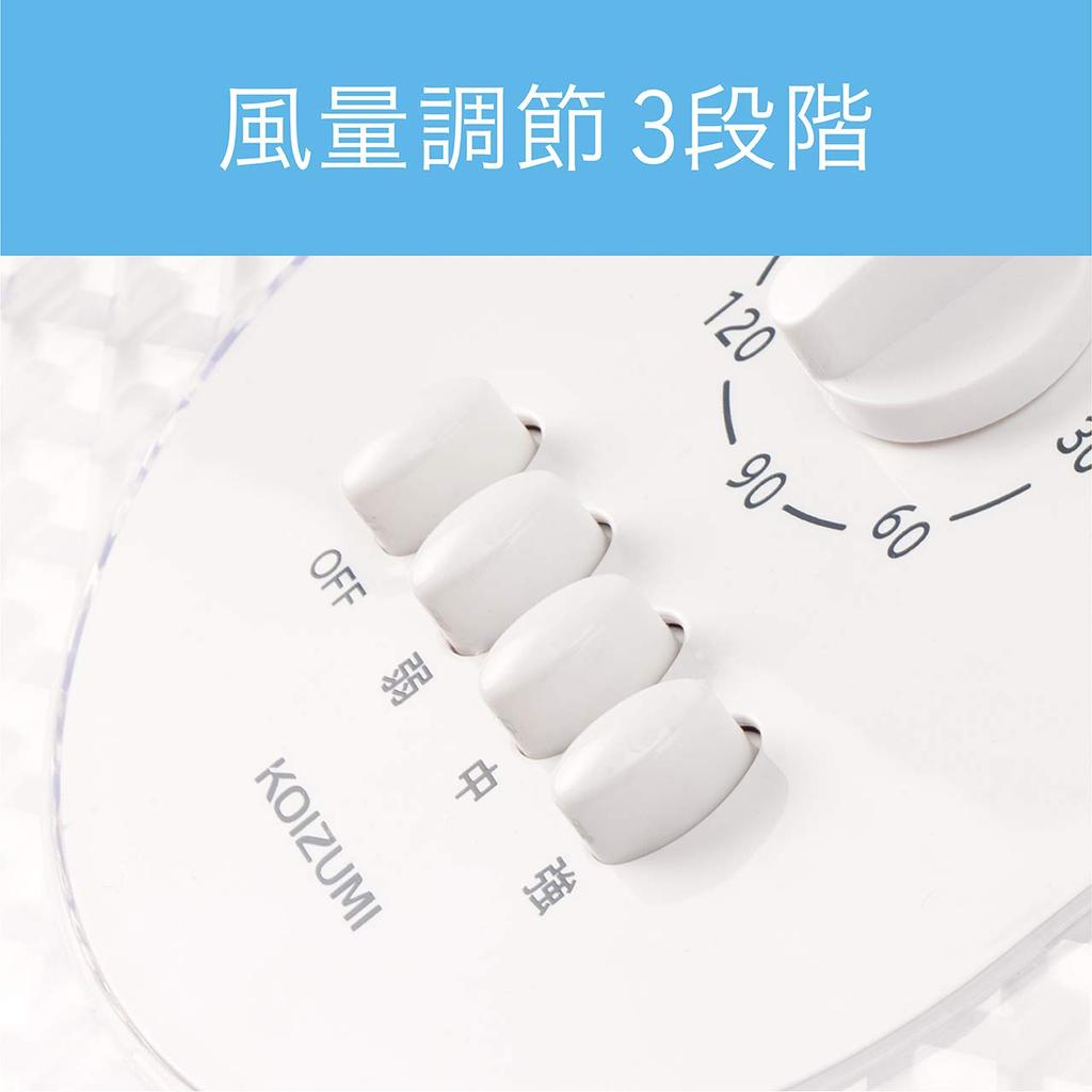 Koizumi Electric AC Mechanical 3 Levels of Air with Off White Fan, Motor, Type, Flow, Oscillating, Timer, KLF-3015/W