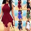 Women  Zippe Solid Irregular Sleeveless Jumpsuit Shorts Romper Bodysuit