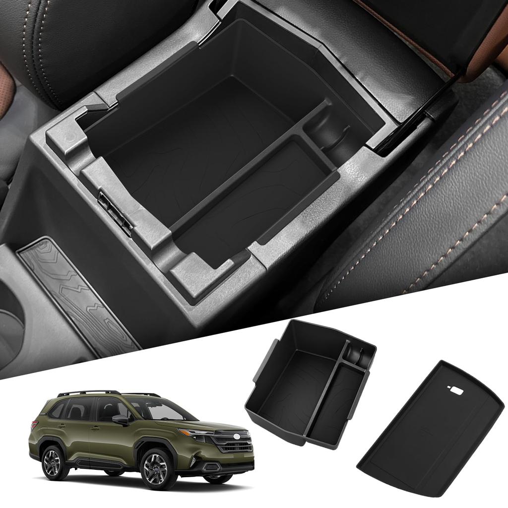 ZUNDUO Специальный бокс-подлокотник для Subaru Forester Беспроводная зарядная панель Силиконовый коврик Лоток для хранения Бокс на консоль Forester Серия FORESTER SL Апрель 2025