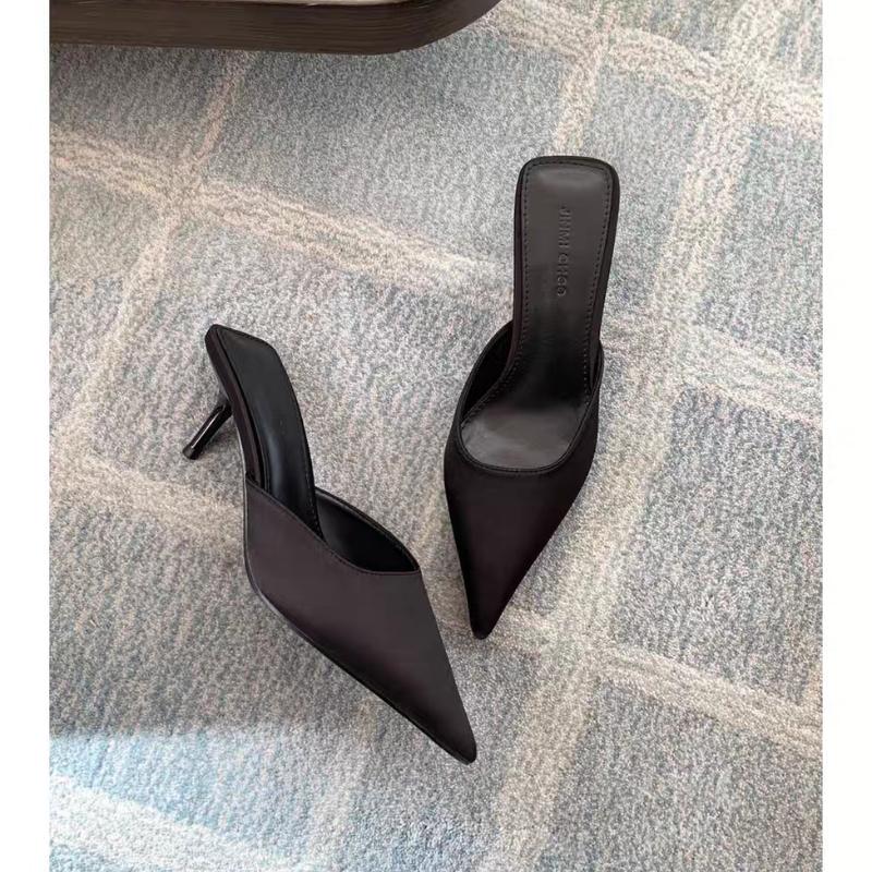 Женские роскошные модные однотонные босоножки большого бренда, летние, новые, с острым носком, на шпильке, удобные женские тапочки