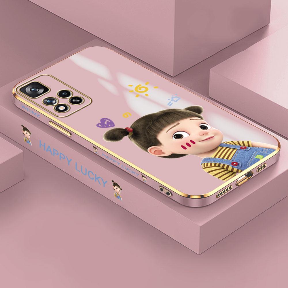 Для Redmi Note 13 Pro 12 Pro 12S 11 Pro 11S 10S OPPO A38 A77s A96 Realme C33 C65 OnePlus милый мультяшный узор для девушки полный защитный чехол для объектива