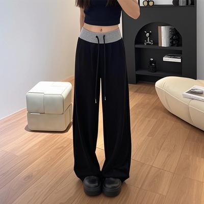 Весенне-летний стиль Повседневные контрастные брюки с широкими штанинами без поддержки живота Брюки Новый стиль без растяжения живота во время беременности
