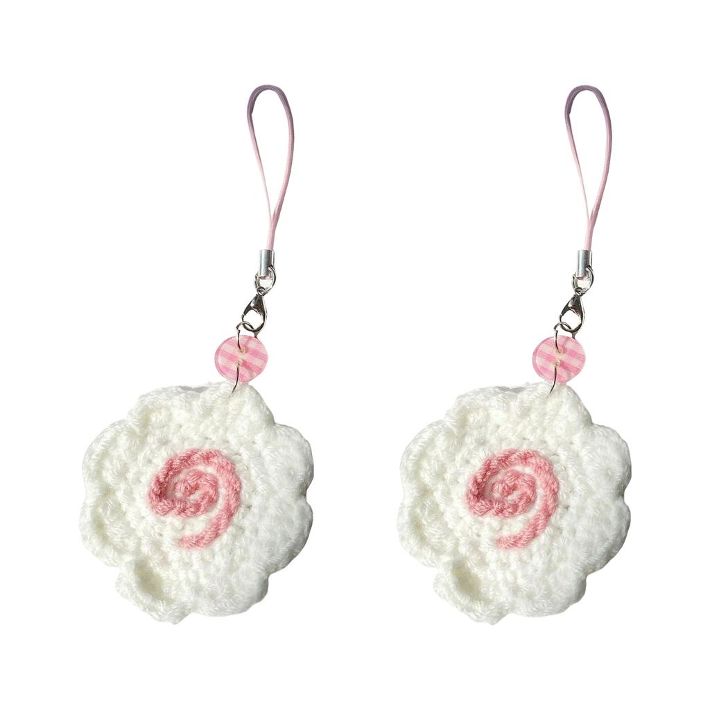 2pcs Handmade Fish Roll Keychain Japanese Style Crochet Yarn Phone Charm Bag Accessory Detailed Handmade Gift for Women