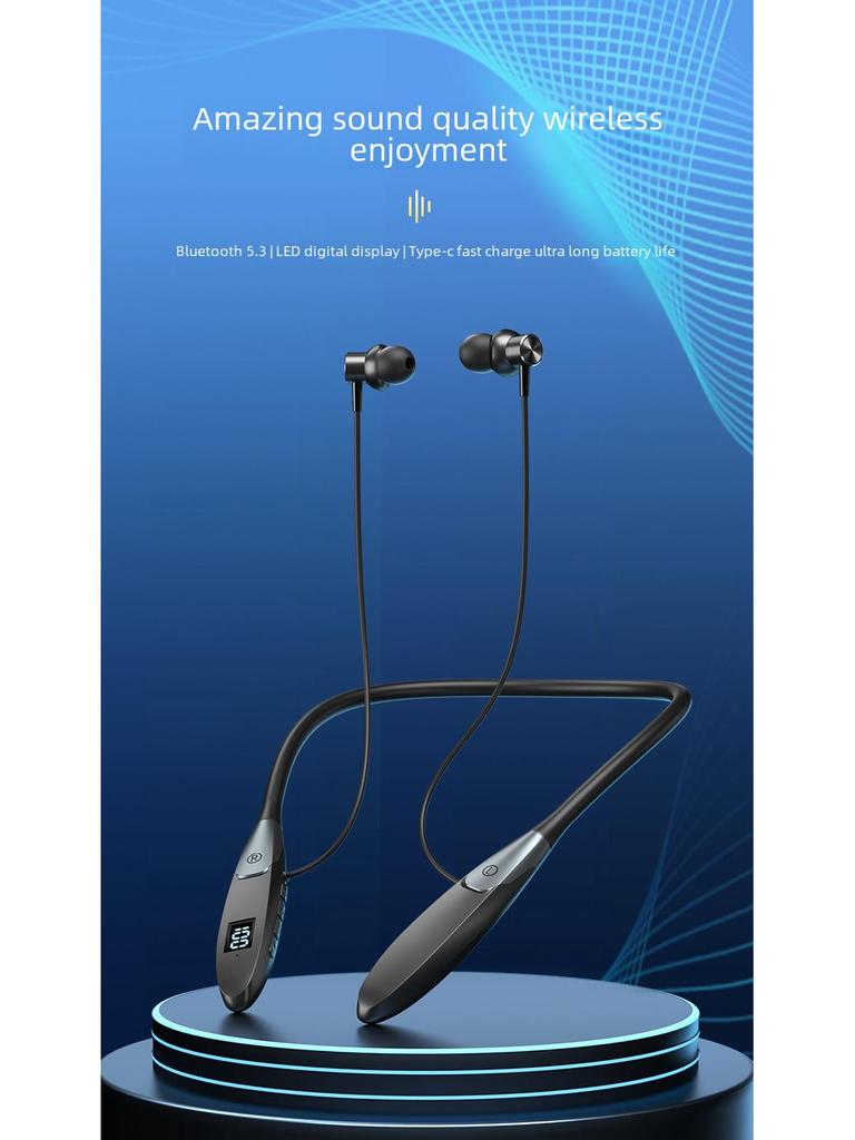 Представляем новые Bluetooth-наушники с шейным ободом: с мощной батареей, цифровым дисплеем, спортивным дизайном и слотом для карт.