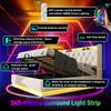 Upholstered Double Bed, 360 LED, Button/App/Remote, 140*190 cm, White PU Hydraulic Storage Bed, Headboard, USB Type-C Charging (Without Mattress)