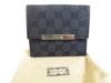 Authentic GG Black Canvas Black Leather Bifold Wallet Compact Wallet #a813  Refurbished