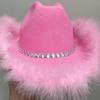 Rhinestone Cowboy Hat Feather Cowboy Hat Bachelorette Party Hat Feather Cowgirl Hat Bridal Fedoras Bridal Party Hat