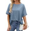 Женская летняя однотонная футболка с круглым вырезом большого размера с короткими рукавами