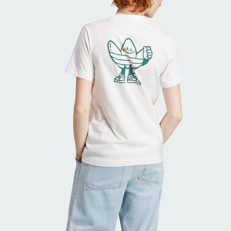 Adidas Футболка Originals Graphic Tee с принтом мультяшного логотипа, спортивная футболка с коротким рукавом, женские топы, белые IN4128