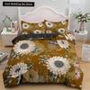 3D Пододеяльник с изображением подсолнуха King Queen, комплект постельного белья с желтыми цветами, цветочные зеленые листья, покрывало из 2/3 предметов из полиэстера, пододеяльник