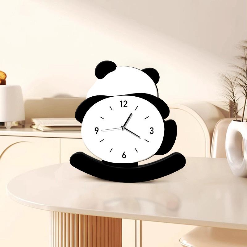 Panda Ornaments Light Luxury High End Home TV Cabinet Decoration Living Room Modern Office High End Sense Pendulum Clock Table Clock