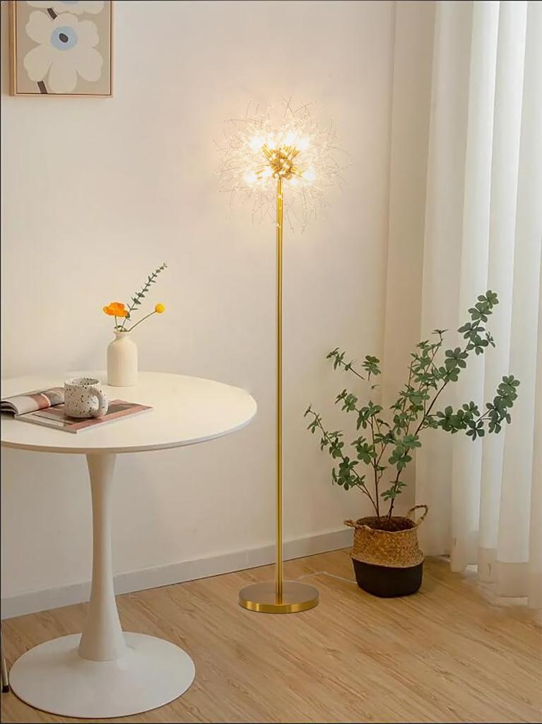 Торшер Chende из хрусталя и латуни, скандинавский дизайн «фейерверк», люстра на 8 ламп, светодиодные лампы G9, стильный, яркий, современный, напольный, простая сборка,