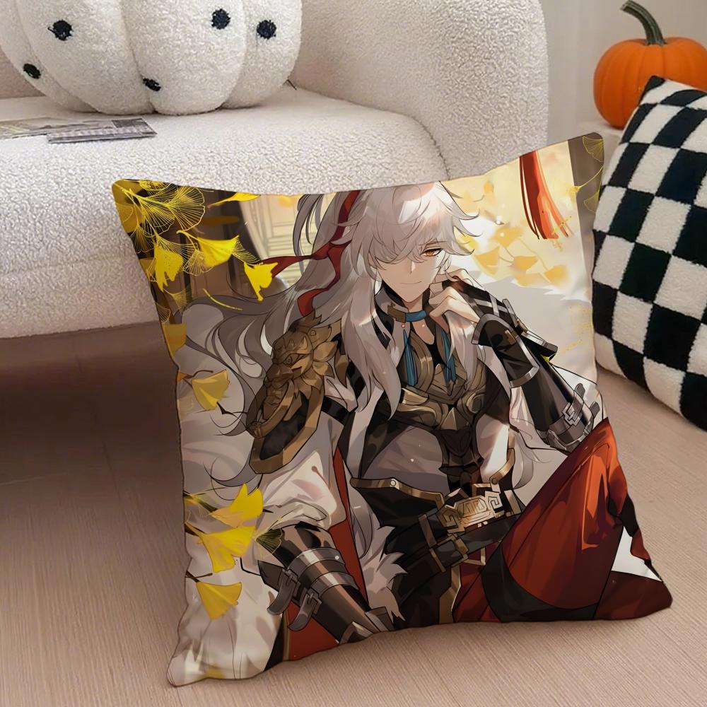 JJing Yuan Star Rail Hit Game Character Cushion Cover Throw Pillow Cover Hidden Button Durable Polyester Chair Cushion