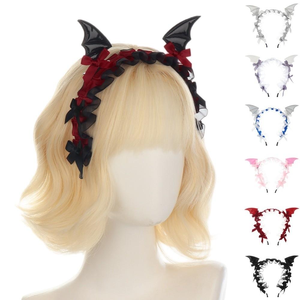 Punk Bat Hair Hoop Bow Gothic Headpiece Dark Style Little Devil Headband  Photo Props