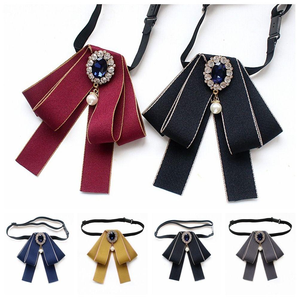 Adjustable Collar Flower Polyester College Ribbon Bowtie New Necktie Women