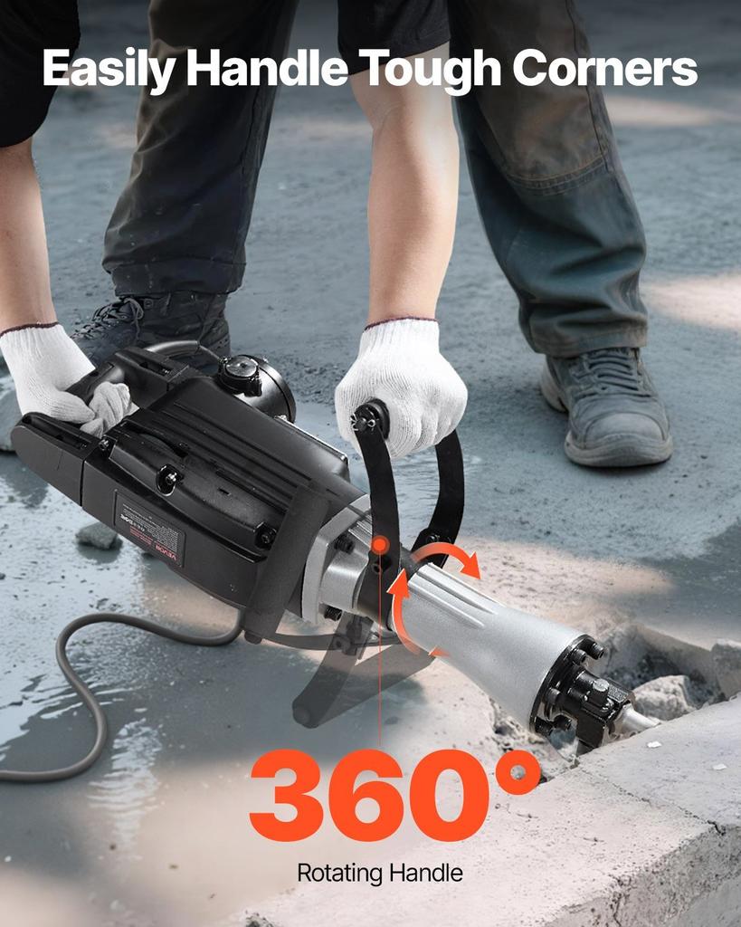 Demolition Jack Hammer, 2800 W Powerful Electric Jackhammer, 1200 BPM Concrete Breaker with 3 Chisels, a Clay Spade, Carrying Case, Gloves, for
