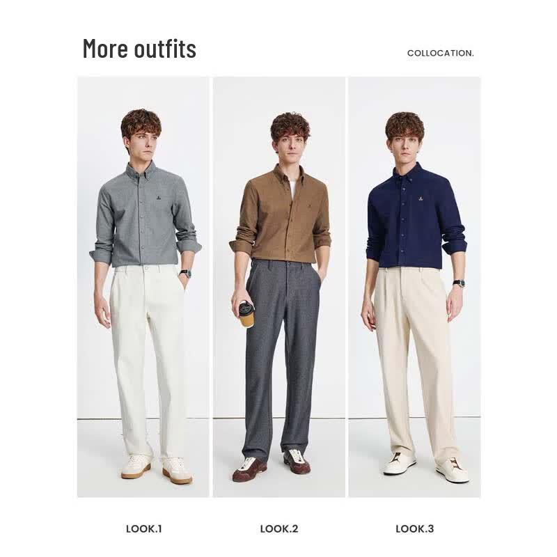Navigare Men's Embroidered Brushed Cotton Shirt