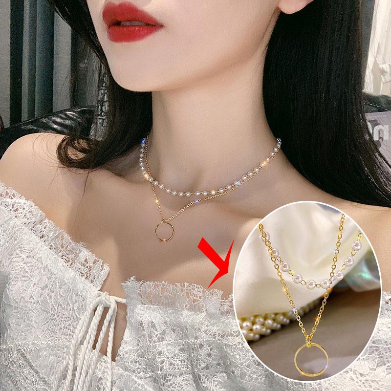 Shining Fake Crystal Pearl Choker Necklace For Girls Elegant Drop Chian Pendant Necklace Fashion Jewelry Gifts