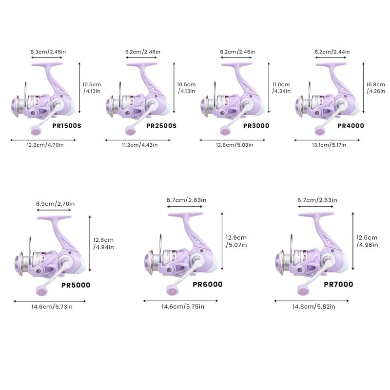 Высококачественная фиолетовая безынерционная рыболовная катушка серии 1500-7000 Металлическая шпуля и подшипники из нержавеющей стали Прочная для рыбалки в пресной и соленой воде