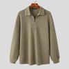INCERUN Autumn Spring Men's Casual Loose Collared Zip Up Sweater Polo Tops