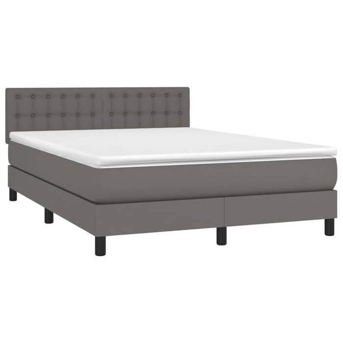 3141123 vidaXL Divan Bed with Mattress Grey 140x190 Cm Faux Leather