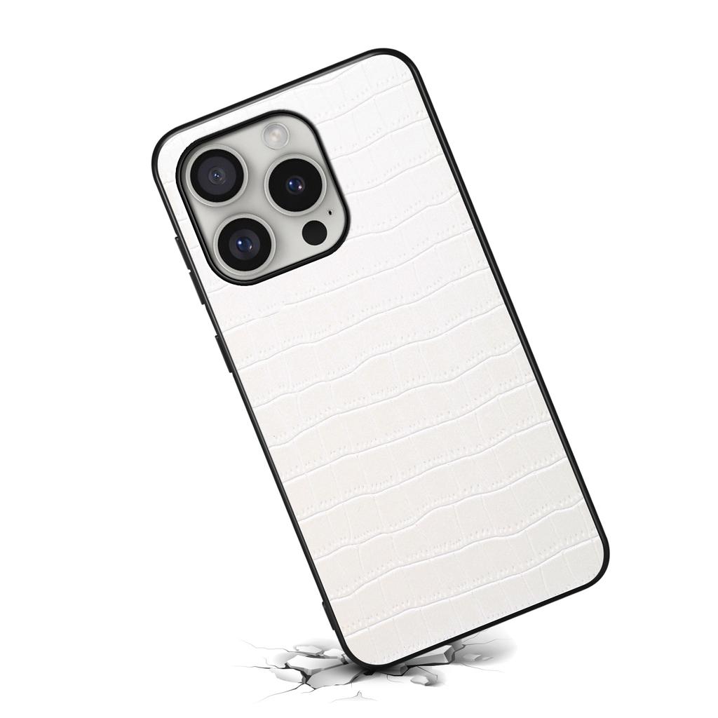 Чехол для iPhone 16 Pro, текстура крокодиловой кожи, покрытие из кожи, ПК+ТПУ чехол для телефона