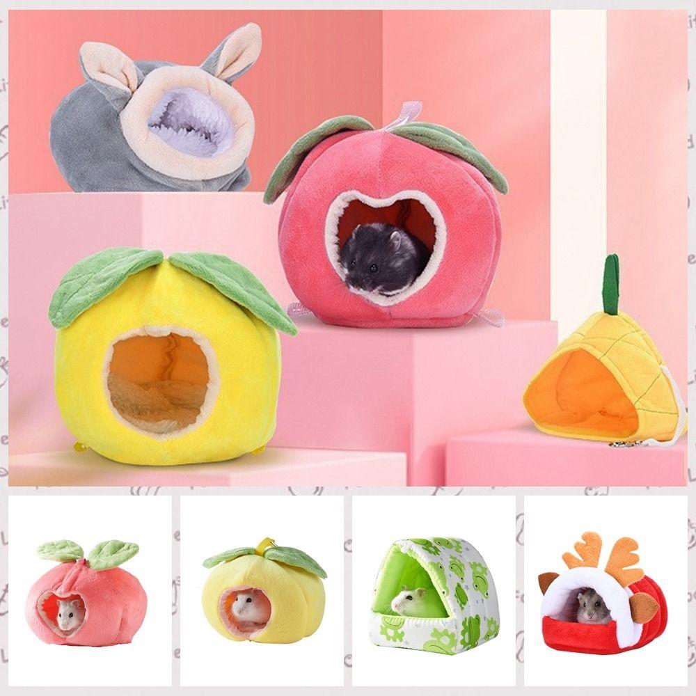 Cartoon Hanging Hamster Hammock Fruit Shape Hamster Cotton House Guinea Pig Nest Winter