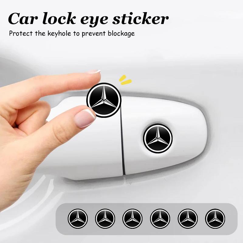 BENZ 8pcs Car Door Keyhole Sticker Lock Protector Anti-blocking Decal For Mercedes Benz W211 W124 W176 W177 C180 C200 C260 C300 GLC DV1